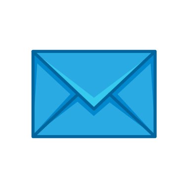 zarf kartı mavi düz simgesi