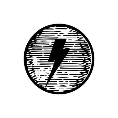 El Çizimi hafif cıvata simgesi vektör çizimi beyaz arkaplanda izole edildi