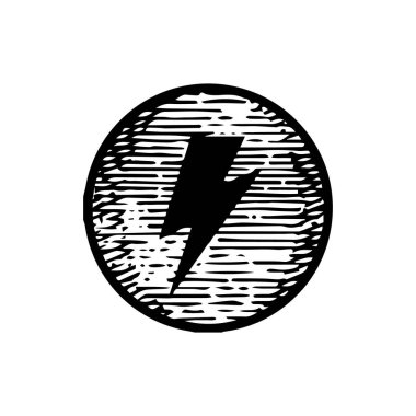 El Çizimi hafif cıvata simgesi vektör çizimi beyaz arkaplanda izole edildi