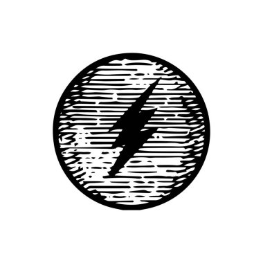 El Çizimi hafif cıvata simgesi vektör çizimi beyaz arkaplanda izole edildi