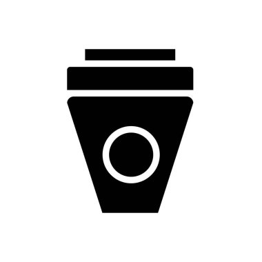 Buzlu kahve sembolü düz siyah çizgi simgesi, Vektör İllüstrasyonu