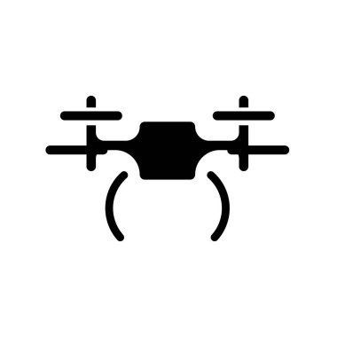 Drone sembolü düz siyah çizgi simgesi, Vektör İllüstrasyonu