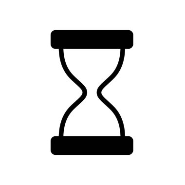Kum saati sembolü düz siyah çizgi simgesi, Vektör İllüzyonu