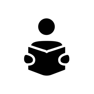 İnsanlar simge düz siyah çizgi simgesi Vektör İllüstrasyonunu öğreniyorlar