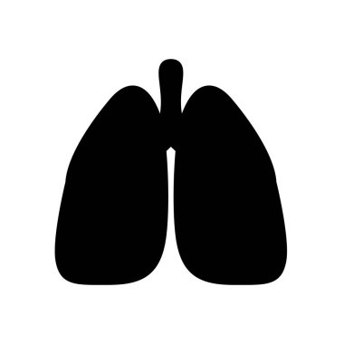 akciğer sembolü düz siyah çizgi simgesi, Vektör İllüstrasyonu