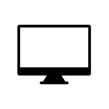 bilgisayar sembolü düz siyah çizgi simgesi, Vektör İllüstrasyonu