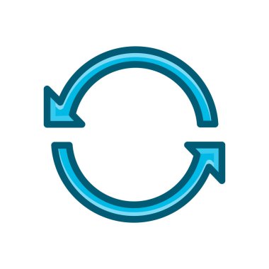 Beyaz arkaplanda izole edilmiş mavi simge vektör illüstrasyonunu yeniden yükle, geri dönüştür, yeniden yükle
