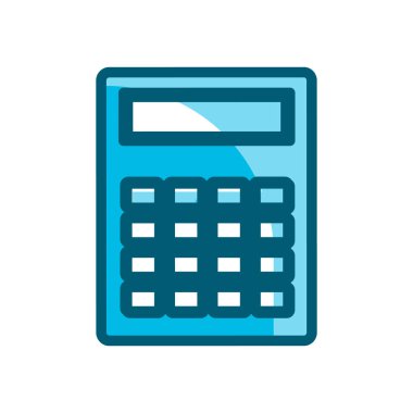 Hesap makinesi mavi simge vektör çizimi beyaz arkaplanda izole edildi