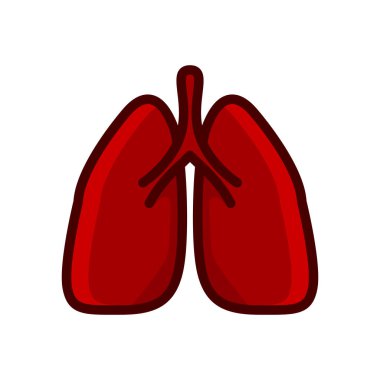 akciğer kırmızı ikon vektör çizimi beyaz arkaplanda izole edildi