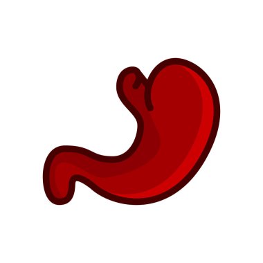 Mide kırmızı ikon vektör çizimi beyaz arkaplanda izole edildi