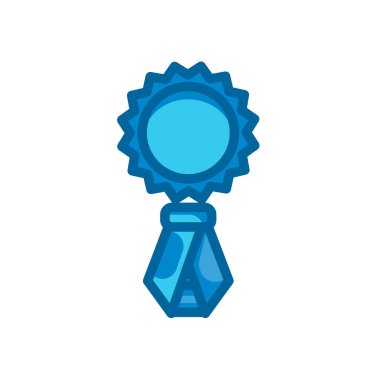 Madalya mavisi düz simge beyaz arkaplanda izole