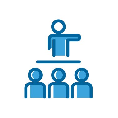 Liderlik kavramı beyaz arkaplanda izole edilmiş mavi düz simge