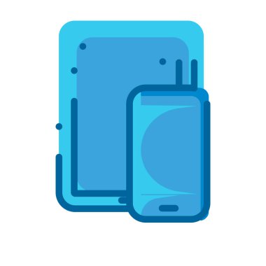 dizüstü bilgisayar telefon depolama mavi düz simge beyaz arkaplan izole