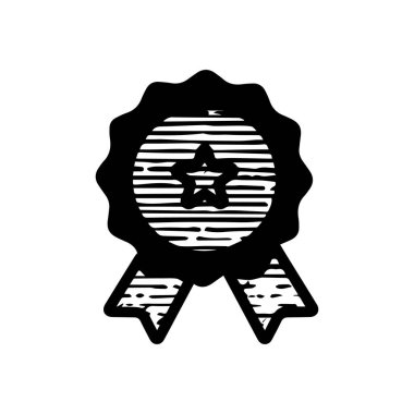 Madalya simgesi el çizimi vektör illüstrasyonu beyaz arkaplanda izole