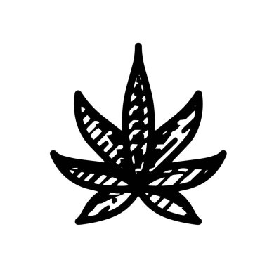 Beyaz arkaplanda izole edilmiş kenevir ikonu el çizimi vektör illüstrasyonu