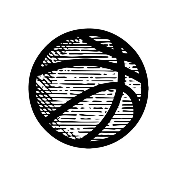 Balle Panier Dessinée Main Symbole — Image vectorielle