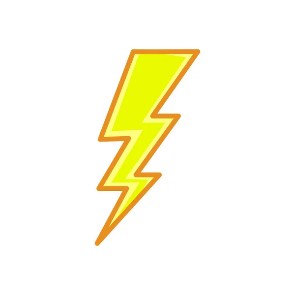 Lightning Bolt Thunderbolt Line Style Yellow Color Flat Icon — Stock Vector