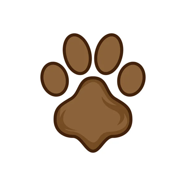 Paw Print Set Paw Foot Trail Print Animal Brown Color — Stock Vector