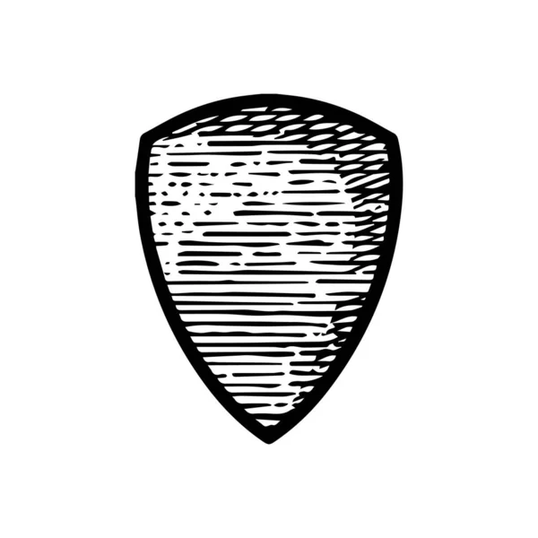 Escudo Desenhado Mão Medieval Ícone Vetor Ilustração Isolado Fundo Branco — Vetor de Stock