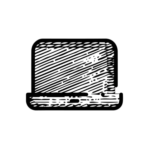 Illustration Vectorielle Icône Ordinateur Portable Dessinée Main Isolée Sur Fond — Image vectorielle