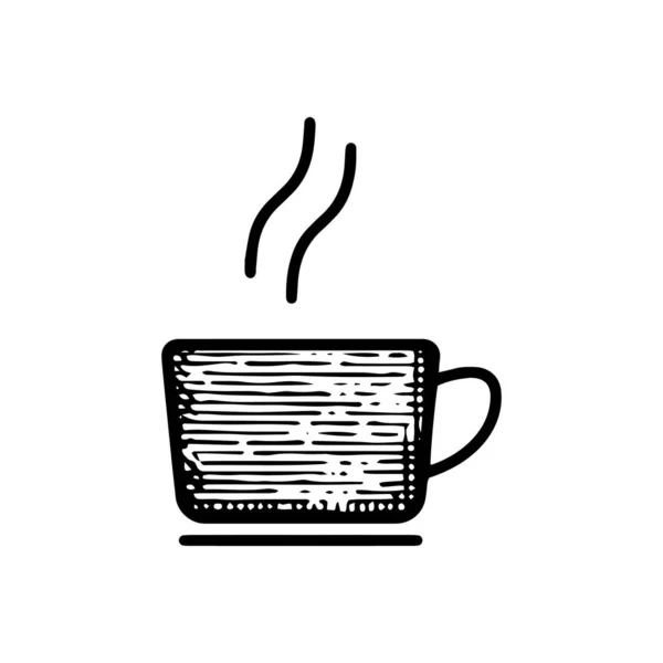 Hand Ritad Kaffekopp Ikon Vektor Illustration Isolerad Vit Bakgrund — Stock vektor