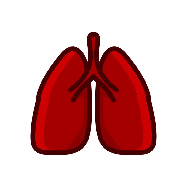 肺赤アイコンベクトル図は白い背景に — ストックベクタ