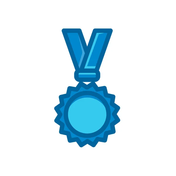 Medalla Icono Plano Azul Aislado Sobre Fondo Blanco — Vector de stock