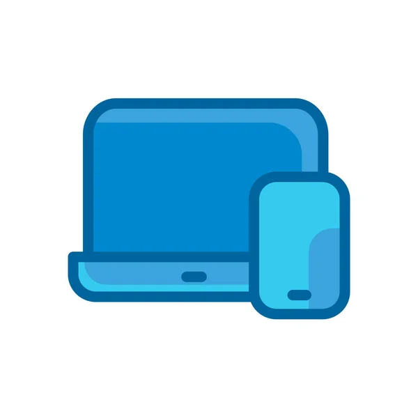 Notebook Telefon Ukládání Modré Ploché Ikony Izolované Bílém Pozadí — Stockový vektor