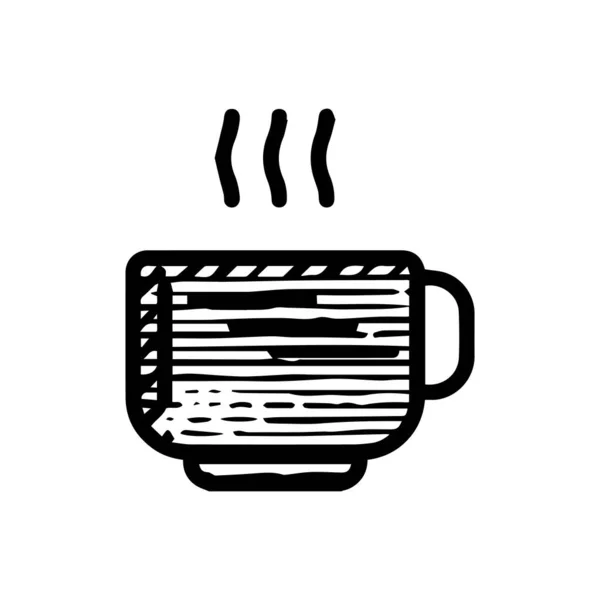 コーヒーカップアイコン手描きベクトルイラスト — ストックベクタ