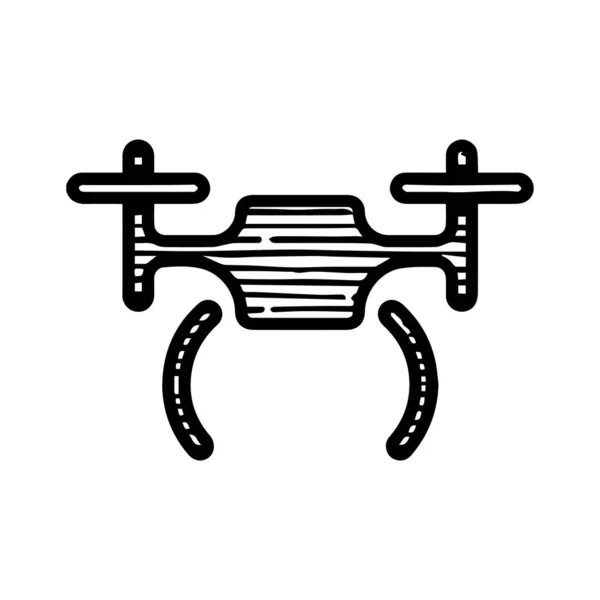 Drohne Symbol Handgezeichnete Vektor Illustration Isoliert Auf Weißem Hintergrund — Stockvektor