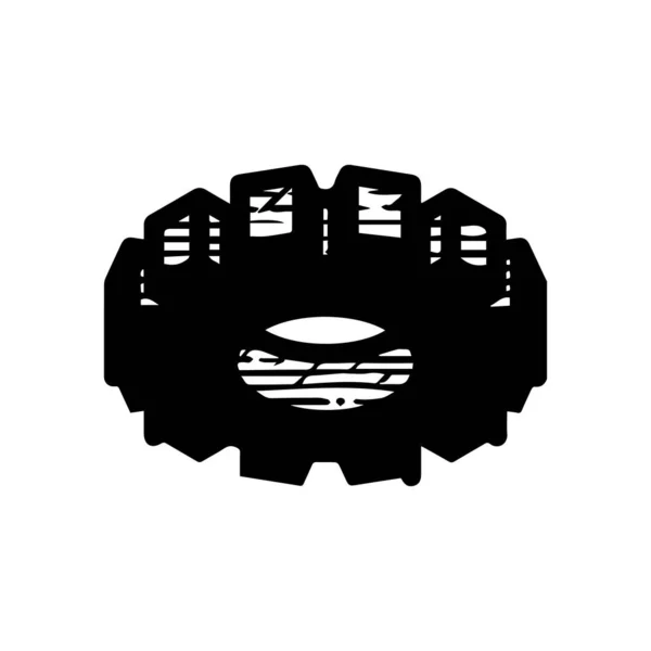 Getriebe Symbol Handgezeichnete Vektor Illustration Isoliert Auf Weißem Hintergrund — Stockvektor