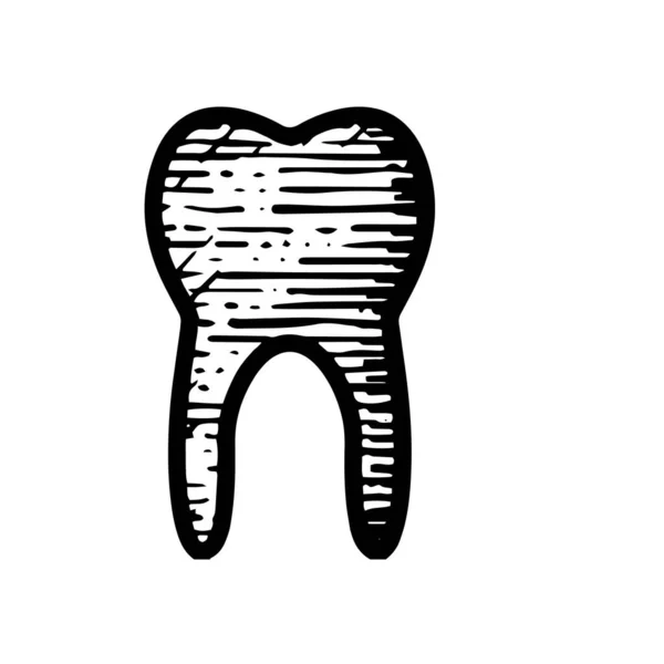 Icono Dental Ilustración Vectorial Dibujado Mano Aislado Sobre Fondo Blanco — Vector de stock