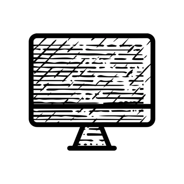 Icono Del Monitor Ilustración Vectorial Dibujada Mano Aislada Sobre Fondo — Vector de stock