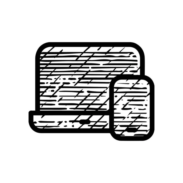 ノートパソコンのストレージアイコン手描きベクトルイラスト白背景に隔離 — ストックベクタ