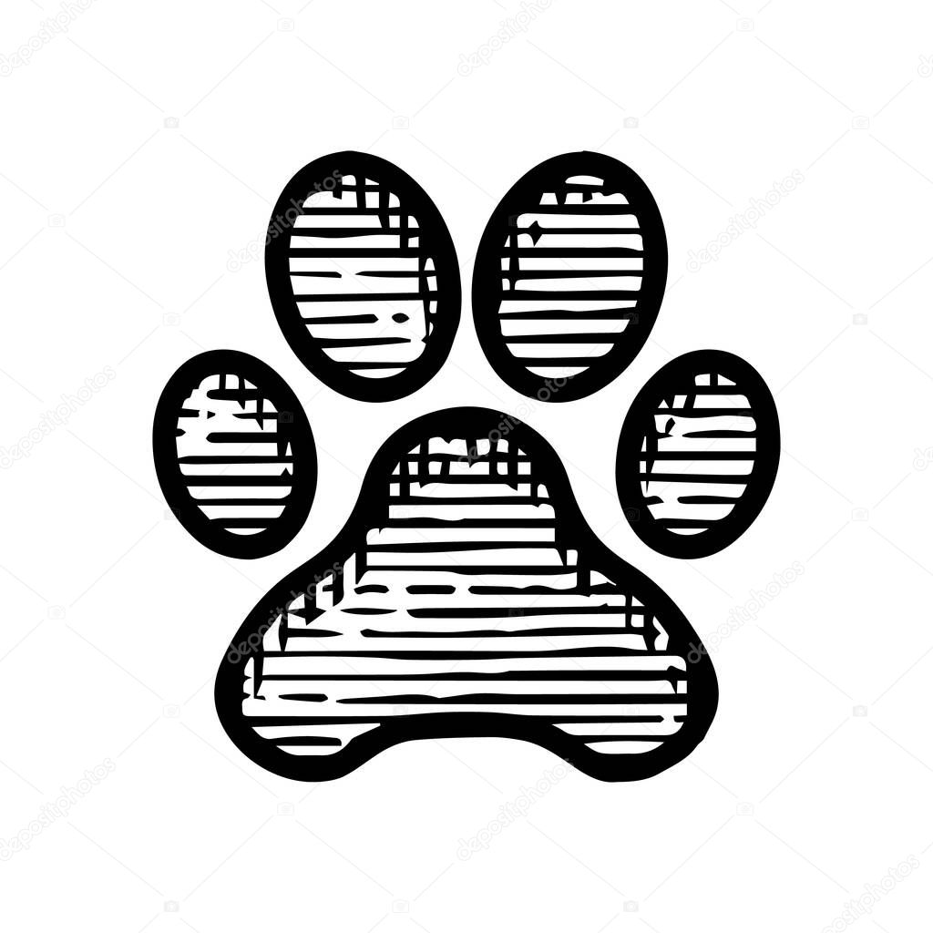paw bear track icon hand drawn vector illustration isolated on white background