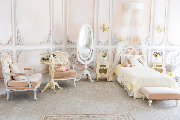 vintage baby bedroom interior design with light furniture