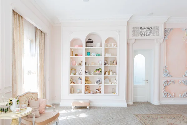 vintage baby bedroom interior design with light furniture