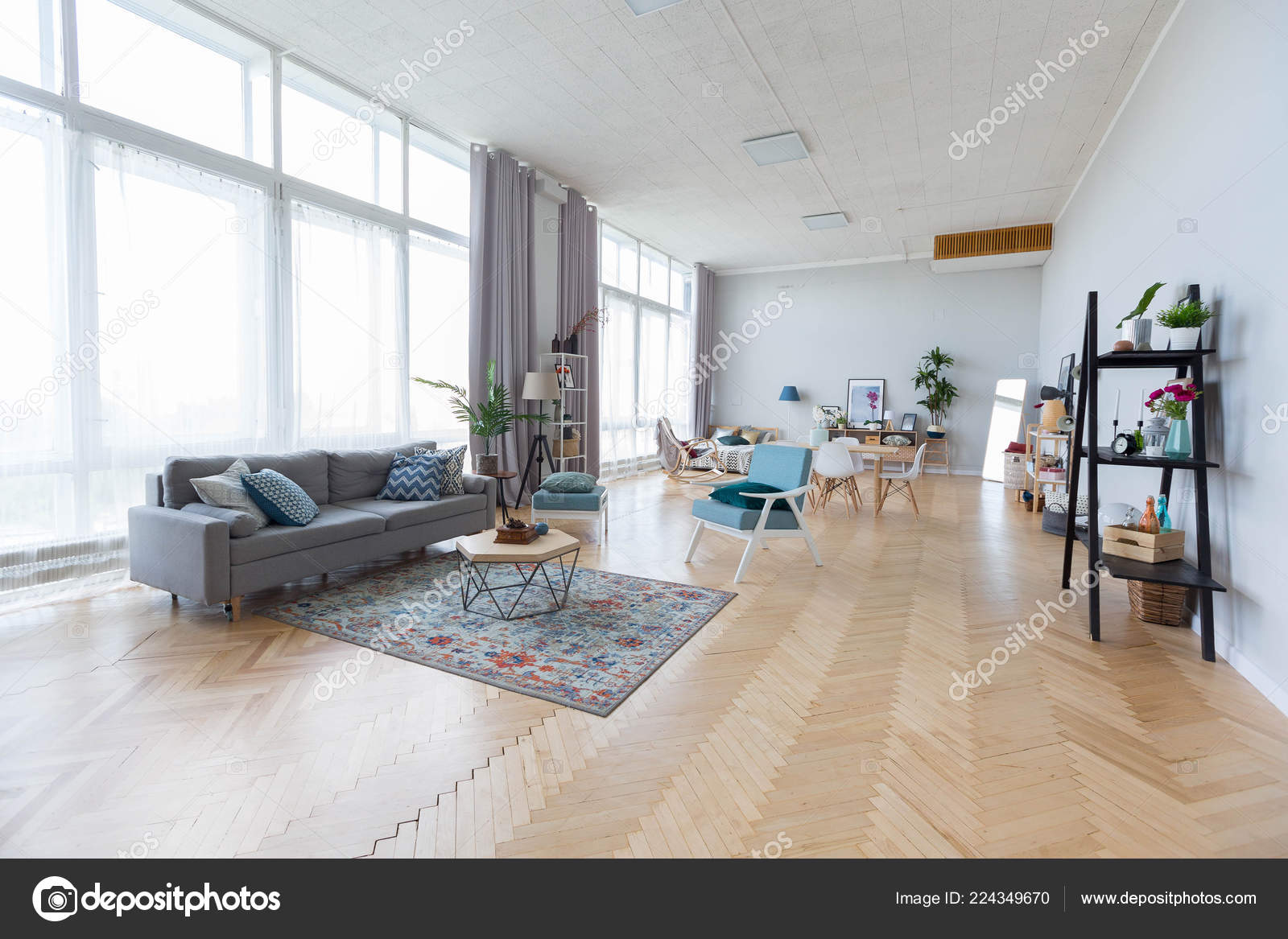 Modernes Interior Design Von Studio Apartment Mit Bunten