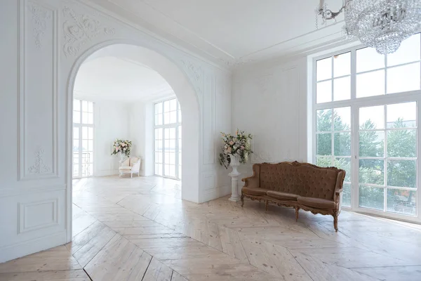 Stylish luxury hall interior design with vintage light furniture