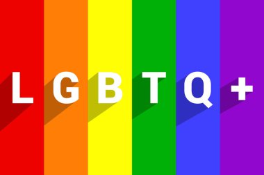 Metin Lgbtqia çizgili gurur bayrağı veya Rainbow gurur bayrağı arka plan