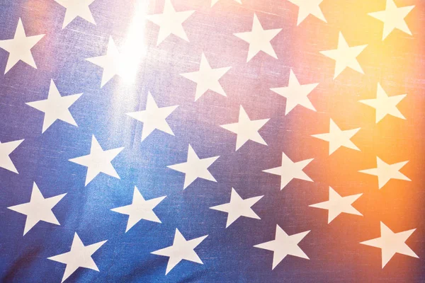 Stars on blue background as fragment of United States of America flag, closeup — Stock Photo, Image