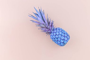 Taze ananas pembe trendy neon mavi duotone renklerde tonda