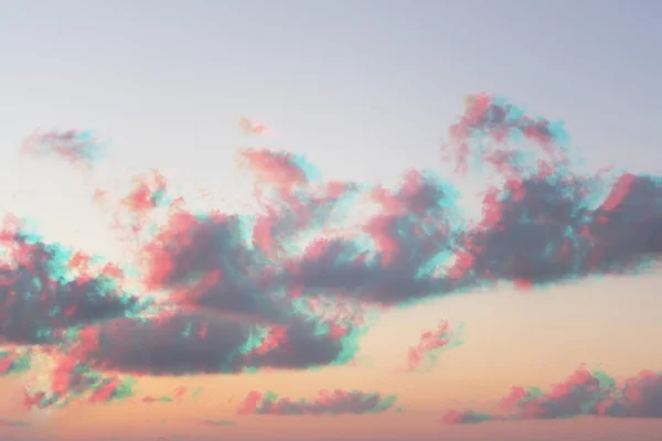 Abstraktes Aquarell Pastellfarben Wolken Himmel mit Glitch effec — Stockfoto