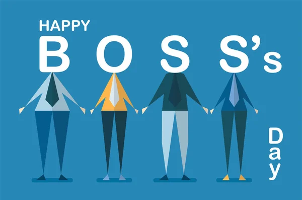 Happy Boss's day background with employee isolated on blue background. Character of vector design.