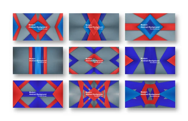 Diseño Abstracto Material Rojo Azul Sobre Fondo Gris Para Portada — Archivo Imágenes Vectoriales