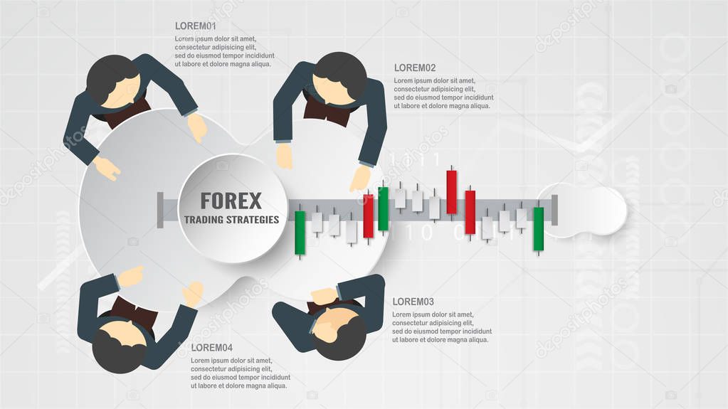 Forex trading strategy concept in paper cut and craft for business, trader, Investment, marketing. Vector illustration on abstract technology bacgkround in white and grey. 