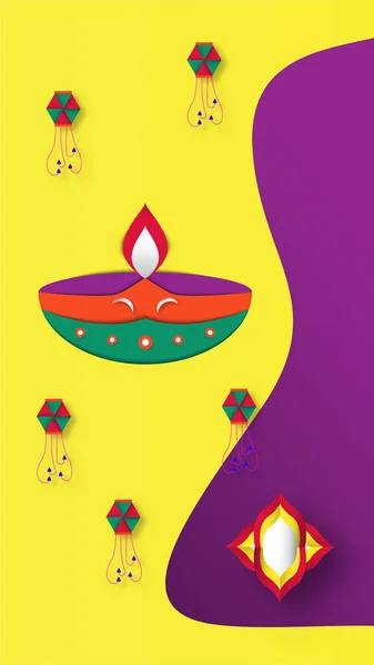 Diwali Festival Lights Hindu Invitation Background Web Banner Advertisement Vector — Stock Vector