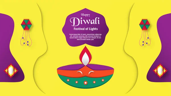 Diwali Ist Das Lichterfest Des Hindu Für Einladungshintergrund Webbanner Werbung — Stockvektor