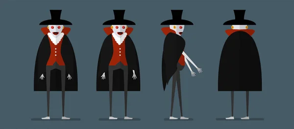 Charakter Konstrukce Dracula Pro Halloween Den Říjen Vektorové Ilustrace Izolované — Stockový vektor