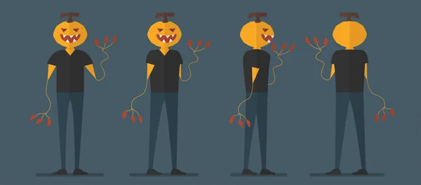 Caractère Design Homme Citrouille Pour Journée Halloween Octobre Illustration Vectorielle — Image vectorielle